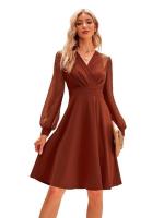Vestido de moda de jacquard con cuello en V para mujer, moderno, informal - details 3