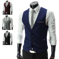 Chaleco de hombre, traje de un solo pecho, chaleco ajustado para hombre, chaleco informal sin mangas para hombre, chaleco Formal de negocios, talla asiática - details 4