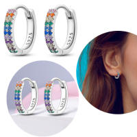 Pendientes de aro de Plata de Ley 925 para mujer, aretes de doble aro, regalos de joyería, regalo del Día de San Valentín - details 5