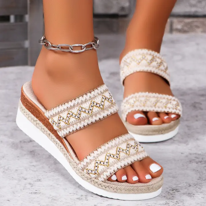 Zapatos de verano para mujer con cuña y tacón - 1