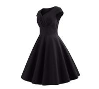 Vestido de verano para mujer, Color sólido, Retro, Vintage, años 50, 60, informal, para fiesta y oficina, Vestidos Rockabilly - details 28