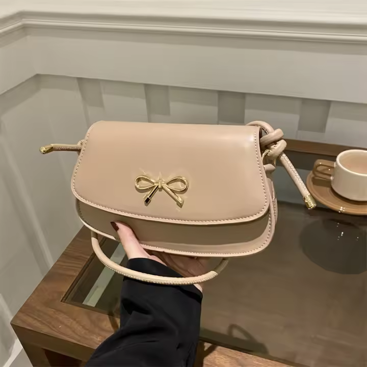 Bowknot ocio 2025 nuevo estilo tendencia principios de primavera moda diseño de color sólido elegante bolso cruzado pequeño bolso cuadrado - 1