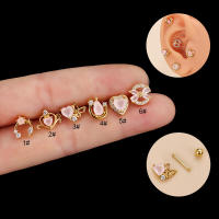 Pendientes coreanos de acero inoxidable para mujer, Piercing para la oreja de zirconia, 2 piezas, exquisitos pendientes de serpiente para el cartílago, joyería para el cuerpo, regalo - details 1