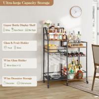 , Gran Pantalla de Vinoteca con Carrito de Bar, Soporte Copas Vino para la Decoración del Hogar, Mini Bar de Vino Whisky, Carrito de Licor para Bar, Cocina, Comedor - details 3