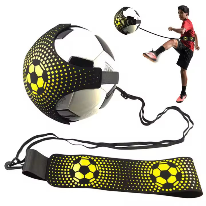 Pelota de fútbol ajustable para entrenamiento de habilidades, banda de malabares para práctica en solitario, cinturón elástico auxiliar circular, equipo de entrenamiento de patadas de fútbol - 1