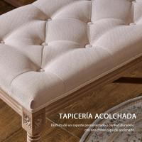 Cabecera estilo vintage, banco de entrada con asiento acolchado y patas de madera para dormitorio y salón - details 3