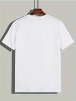 Verano de los hombres Casual tamaño suelto 100% algodón letra impresión cuello redondo manga corta camiseta Top - details 5