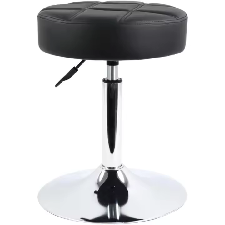 Barra Redondo Cuero Grueso PU barbero Giratorio Ajustable en Altura Que se Pueaplicar a la recepción del mostrador Bar del hogar (Negro) - 1