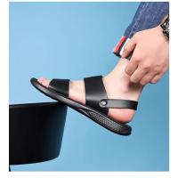 Sandalias cómodas de verano con plataforma para pie plano, sandalias de cuero con suela gruesa antideslizantes para hombre, zapatillas de fondo suave para playa al aire libre - details 13