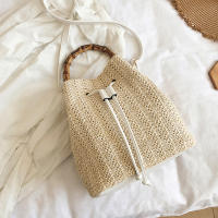 Bolso de paja con cordón para mujer, tejida a mano bandolera de hombro, monedero de compras, bolsos de playa, Verano - details 19