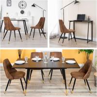 Juego de 2 Sillas de Comedor Vintage Tapizadas en Gamuza con Patas Metálicas para Cocina/Salón - details 10