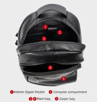 Mochila de piel auténtica 100% para hombre, mochila para portátil de 14 pulgadas, vintage, a la moda - details 7