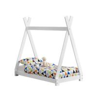 Cama para niños Tipi Carpa Indio 80x160 cm Marco de cama para niños Cama de Pino macizo Blanco