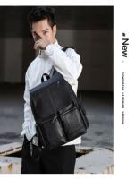 Bolsos de cuero retro pu, mochilas universitarias de moda para hombres, mochilas de computadora casuales, mochilas - details 3
