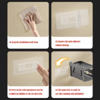 Estante de papel higiénico de plástico, soporte de papel higiénico de doble capa sin perforaciones, ahorra espacio, estante de papel en rollo montado en la pared para Baño, 3 uds. - details 10