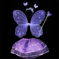 Faldas de tutú de hadas coloridas para niños, conjuntos de disfraces de princesa, diadema de varita, ropa de alas de mariposa - details 5