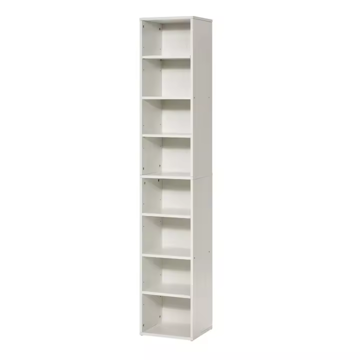 SucceBuy Estantería estrecha de 8 niveles - Librería abierta alta de madera de 71 pulgadas. Características Altura - Estante ajustable - 1