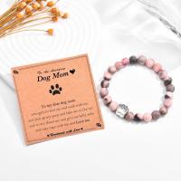 Nueva pulsera conmemorativa para mascotas, colgante de huella de aleación, pulsera elástica de cebra en polvo de piedra natural - details 3