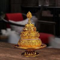 Tibetan Buddhist Offering Supplies Table Centerpiece Carved Desk Manza Dish for Bedroom Living Room Home Dining Room Desk