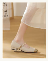 Tacones gruesos franceses de color a juego, pequeños y fragantes, solo zapatos de mujer, primavera y verano 2025, explosión Mary Jane, noche, brisa suave, tacones bajos. - details 5