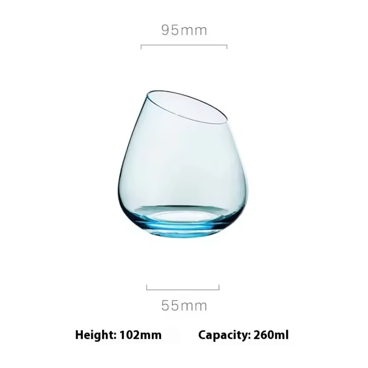 Juego de vasos rosas franceses, copa de cristal con boca incisa, fondo cóncavo, copa de vino y champán, color azul - 1