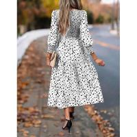 Primavera otoño nuevos vestidos de cuello redondo para mujer vestido de manga larga estampado A-line liquidación - details 19