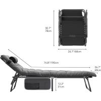 Taburete de Playa Plegable con Almohada 190x68x31cm 4 Posiciones Ajustables Carga de 300lbs - details 17