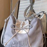 Mochila con lazo plateado de Color sólido, bolso de hombro estilo coreano de gran capacidad, bolso de compras versátil - details 11