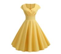 Vestido de verano para mujer, Color sólido, Retro, Vintage, años 50, 60, informal, para fiesta y oficina, Vestidos Rockabilly - details 7