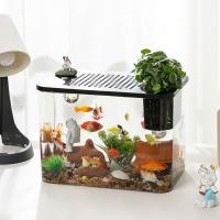 Tanque de peces transparente duradero con tapa, peceras hidropónicas resistentes a caídas, pequeño tanque de acuario Betta para decoración del hogar - details 9