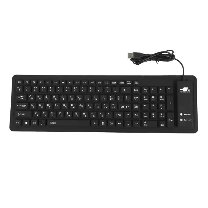 Teclado de silicona de 103 teclas, teclado con cable plegable y Flexible, diseño ruso, interfaz USB, para PC, escritorio y portátil - 1