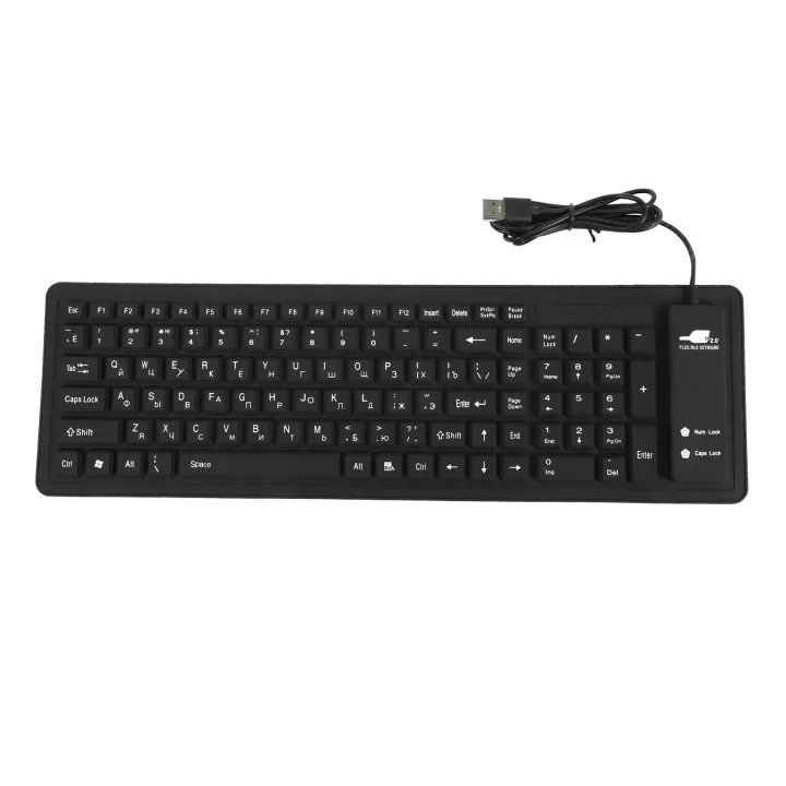Teclado de silicona de 103 teclas, teclado con cable plegable y Flexible, diseño ruso, interfaz USB, para PC, escritorio y portátil - 1
