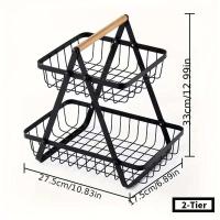 Organizador del segundo piso, cesta de frutas y verduras, soporte desmontable para cosméticos de baño, estante de iluminación de cocina - details 10
