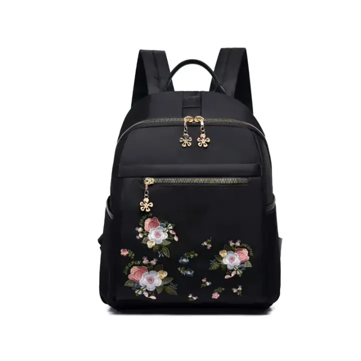 Mochila negra de Nailon para Mujeres y Chicas, Bolso de Viaje, informal, Escolares, Fashion ZP - 1