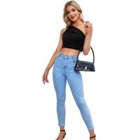 BUNO-2025 Primavera/Verano nueva moda superventas personalidad chica picante Slim Fit cuello asimétrico fuera del hombro camiseta para mujer - details 19