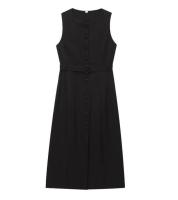 Elegante Vestido sin Mangas BUNO Cuello Redondo, Estilo Plano, Cinturón y Botones - details 3