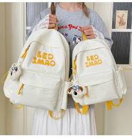 Mochila coreana simple de color sólido con alfabeto para estudiantes, mochila ligera de gran capacidad para viajes, mochila informal versátil - details 25