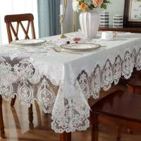 Rectángulo bordado de terciopelo de oro blanco, lujosa funda para mesa de comedor, mantel, corte, ENCE, TV, tocador, juego Antip - details 2