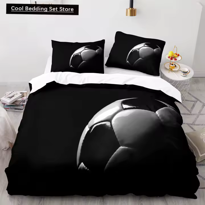 Juego de Ropa de Cama de Fútbol 3D Cubierta de Duvet Rey y Reina para Niños, Adolescentes, Adultos - 1