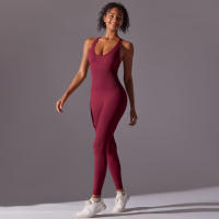 Body de Yoga de una pieza, conjunto de pantalones sin costuras, levantamiento de glúteos, Espalda descubierta, ropa sin mangas - details 12