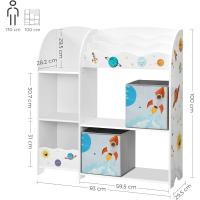 Niños Estantería Almacenamiento Multifuncional 2 Cajas Gran Capacidad Tema Universal Dormitorio Salón Blanco GKR42WT - details 3