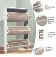 Mueble zapatero de 12 pares - Estantería de gran capacidad para vestíbulo o pasillo - (ancho) 60 x (profundidad) 24 x (alto) 80 cm - Madera clara blanca - details 155