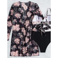 Conjunto de Bikini de 3 piezas para mujer, traje de baño largo estampado, ropa de playa, moda de verano, 2023 - details 4