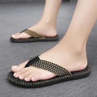 Zapatillas de Lino para Hombre Chanclas Ligeras Tejidas para Interiores, Zapatos de Dormitorio, Chanclas Informales Silenciosas, Baratas, Verano - details 4