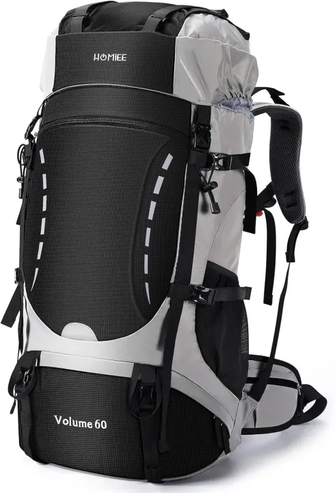 Mochila de Senderismo 50-60L Ligera Impermeable Mochilas Trekking Viaje con cubierta de lluvia Mochila Deportiva al aire libre para Escalada Acampar Turismo Hombre Mujer - 1