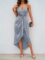 2025 novedad de verano para mujer, vestido con tirantes de Color sólido a la moda para mujer - details 4