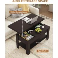 Mesa de Centro Regulable en Altura, Almacenamiento Oculto, 3 en 1, Multifunción, Mesa de Salón, Mesa de Café, Compartimento Abierto, Mesa de Comedor, para Salón, Oficina, Blanco - details 16