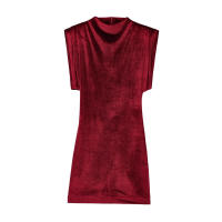 , nable Año Nuevo Corto sin mangas con hombreras de terciopelo, elegante vestido de noche para mujer - details 2