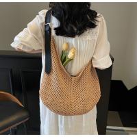 Bolso de hombro, bolso de punto ahuecado, bolso de hilo de algodón, bolso de mano de ganchillo, bolso de paja de playa bohemio de gran capacidad para estudiantes - details 15