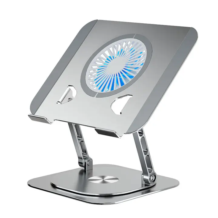 Soporte giratorio de elevación de altura plegable con ventilador, escritorio de aleación de aluminio para computadora portátil - 1